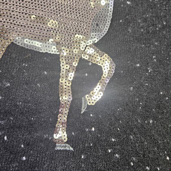 Karen Scott Womens XL Christmas Sweater Black Sequin Reindeer Holiday Party Fun - Picture 10 of 16